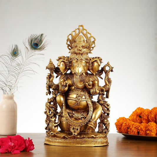 Pure Superfine Brass Lord Ganesha Unique Statue 14 inch