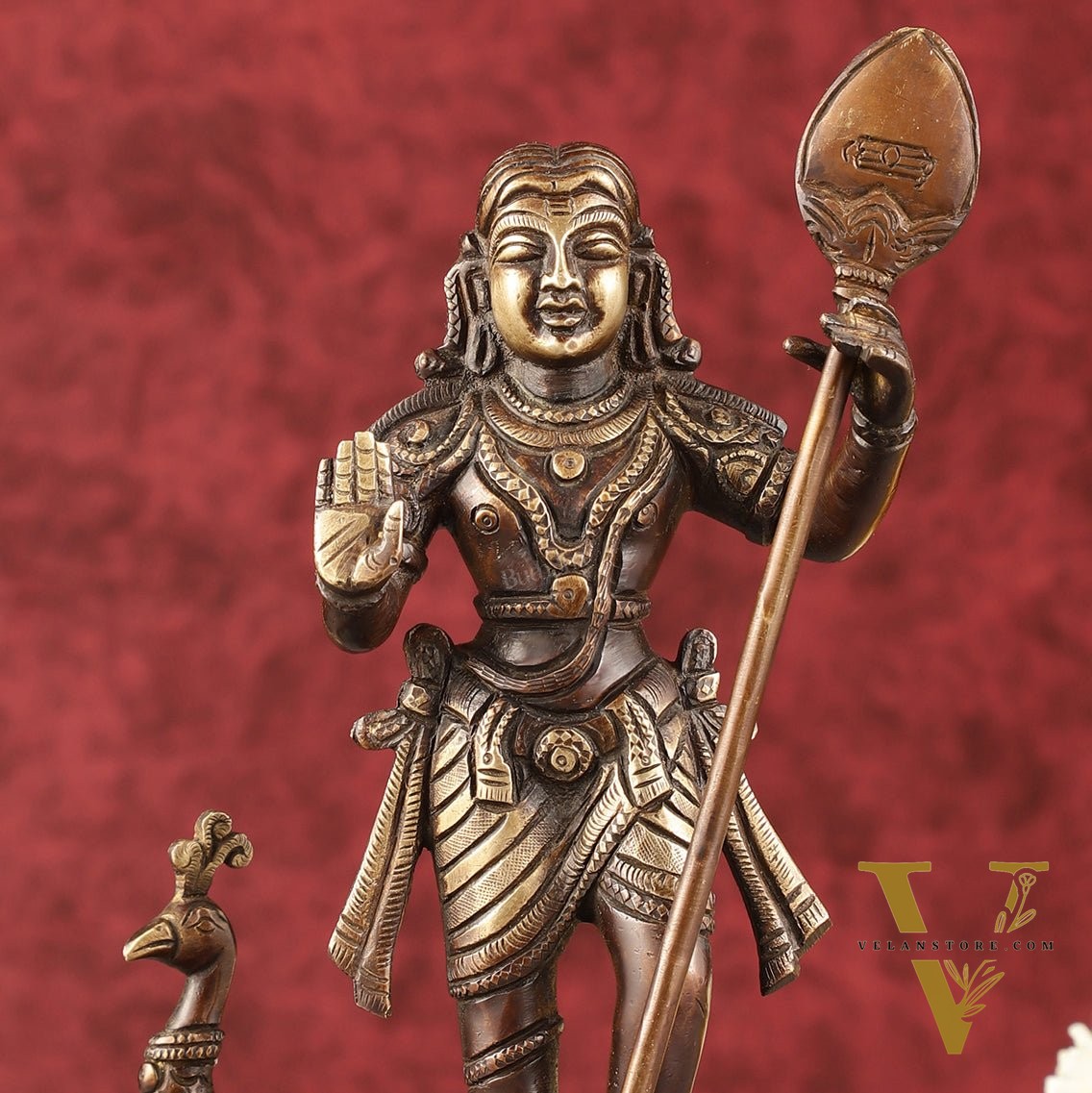 Pure Superfine Brass Raja Murugan Kumaraswamy Idol - 8.75" antique chola
