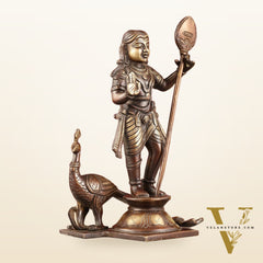 Pure Superfine Brass Raja Murugan Kumaraswamy Idol - 8.75" antique chola