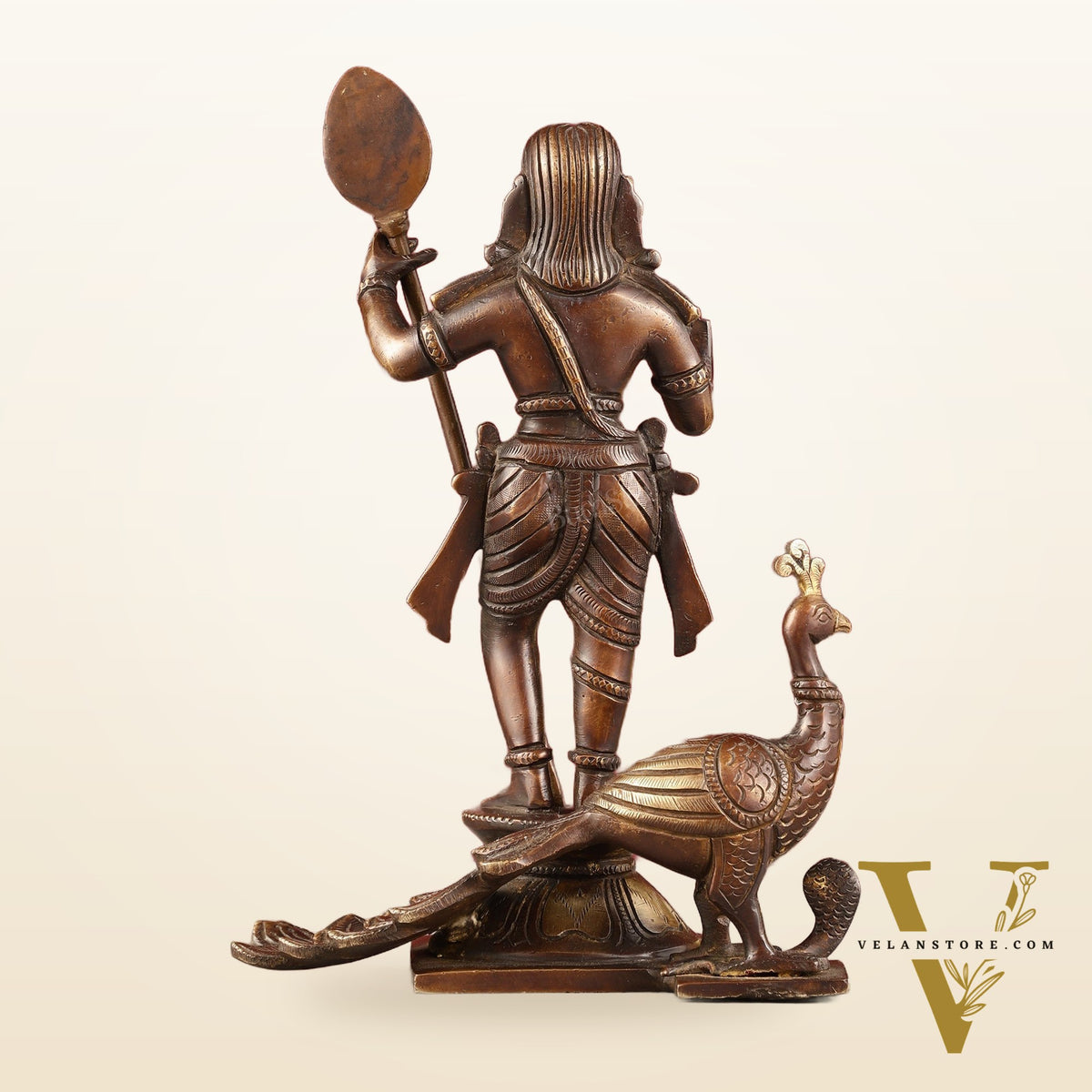 Pure Superfine Brass Raja Murugan Kumaraswamy Idol - 8.75" antique chola