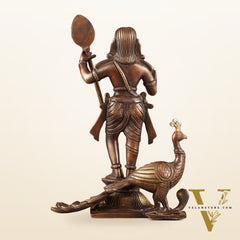 Pure Superfine Brass Raja Murugan Kumaraswamy Idol - 8.75" antique chola