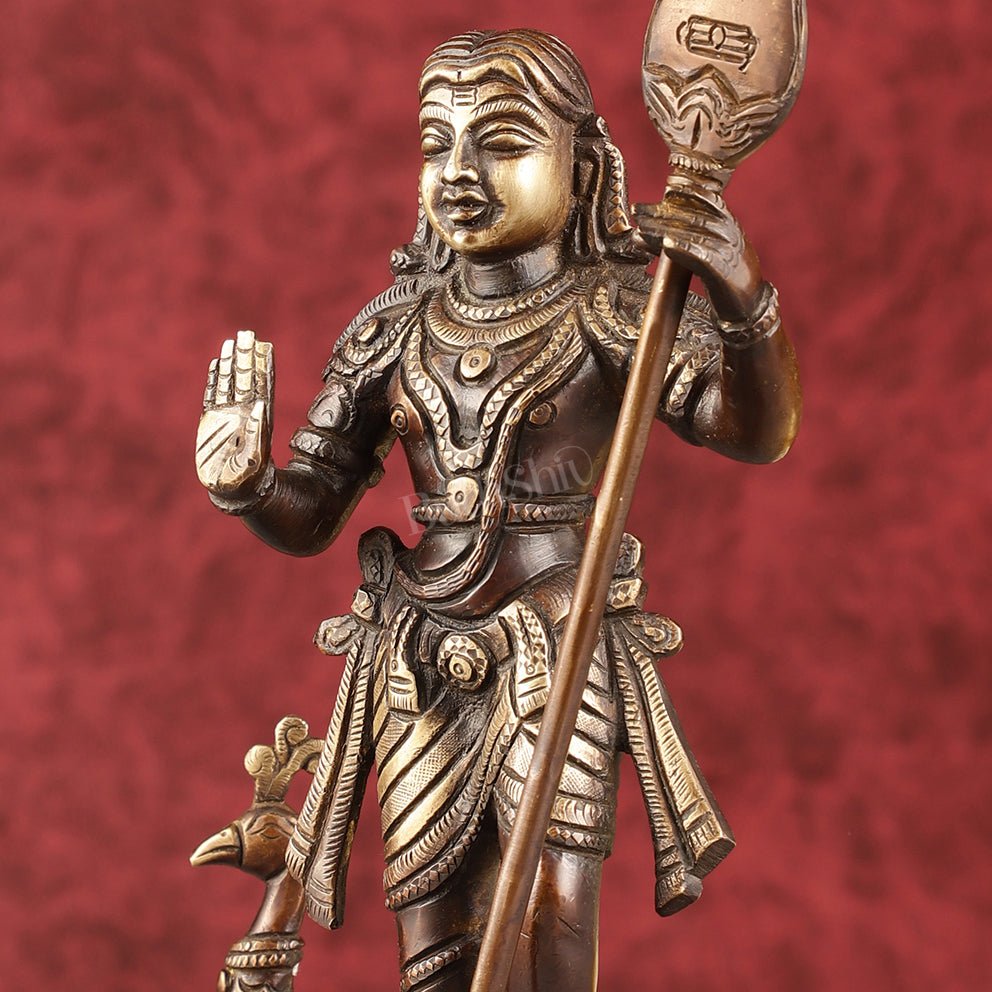 Pure Superfine Brass Raja Murugan Kumaraswamy Idol - 8.75" antique chola