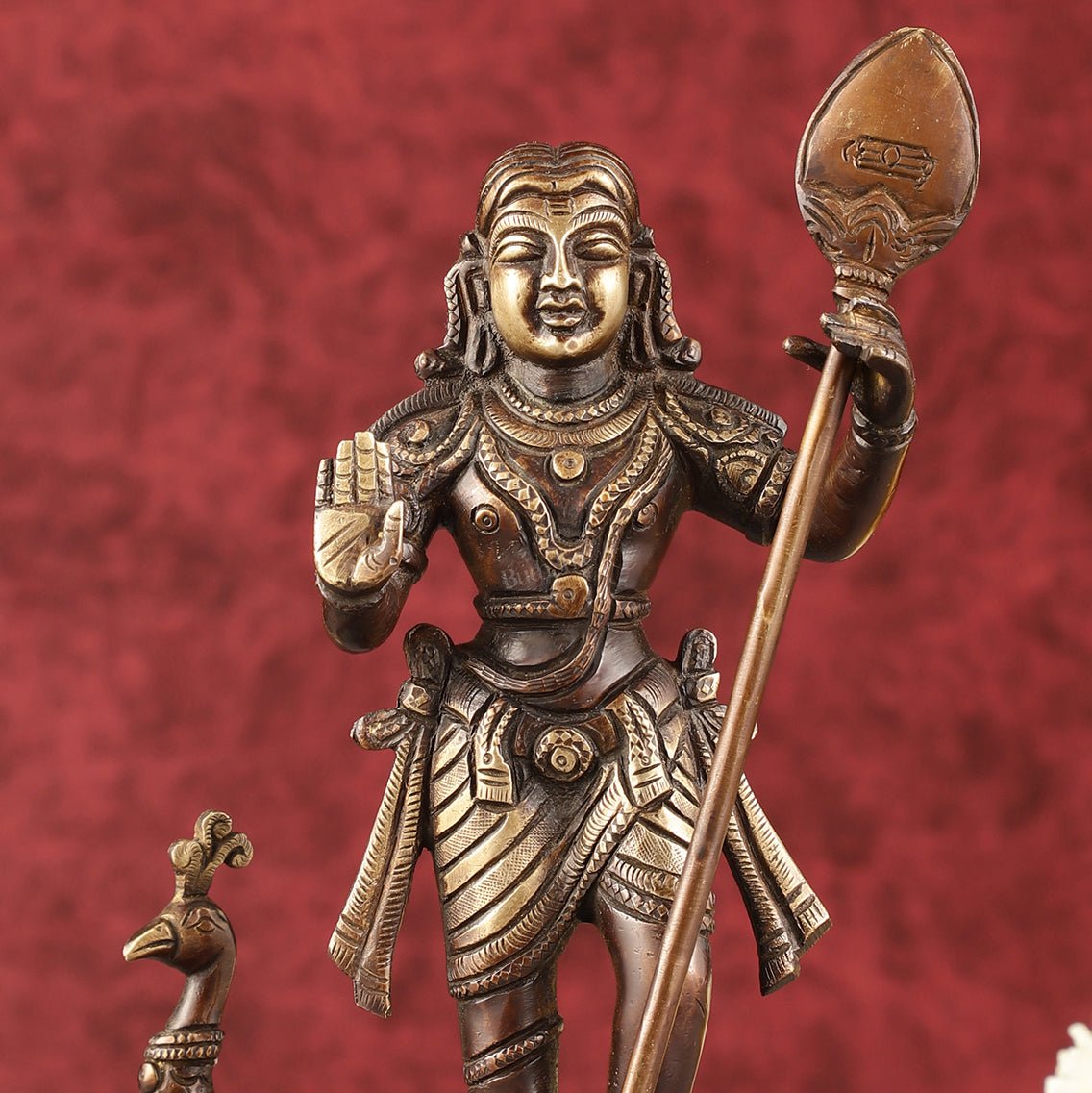 Pure Superfine Brass Raja Murugan Kumaraswamy Idol - 8.75" antique chola
