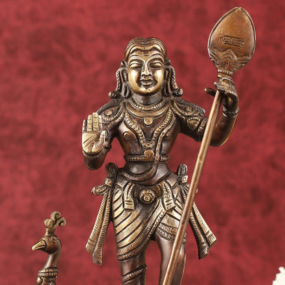 Pure Superfine Brass Raja Murugan Kumaraswamy Idol - 8.75" antique chola
