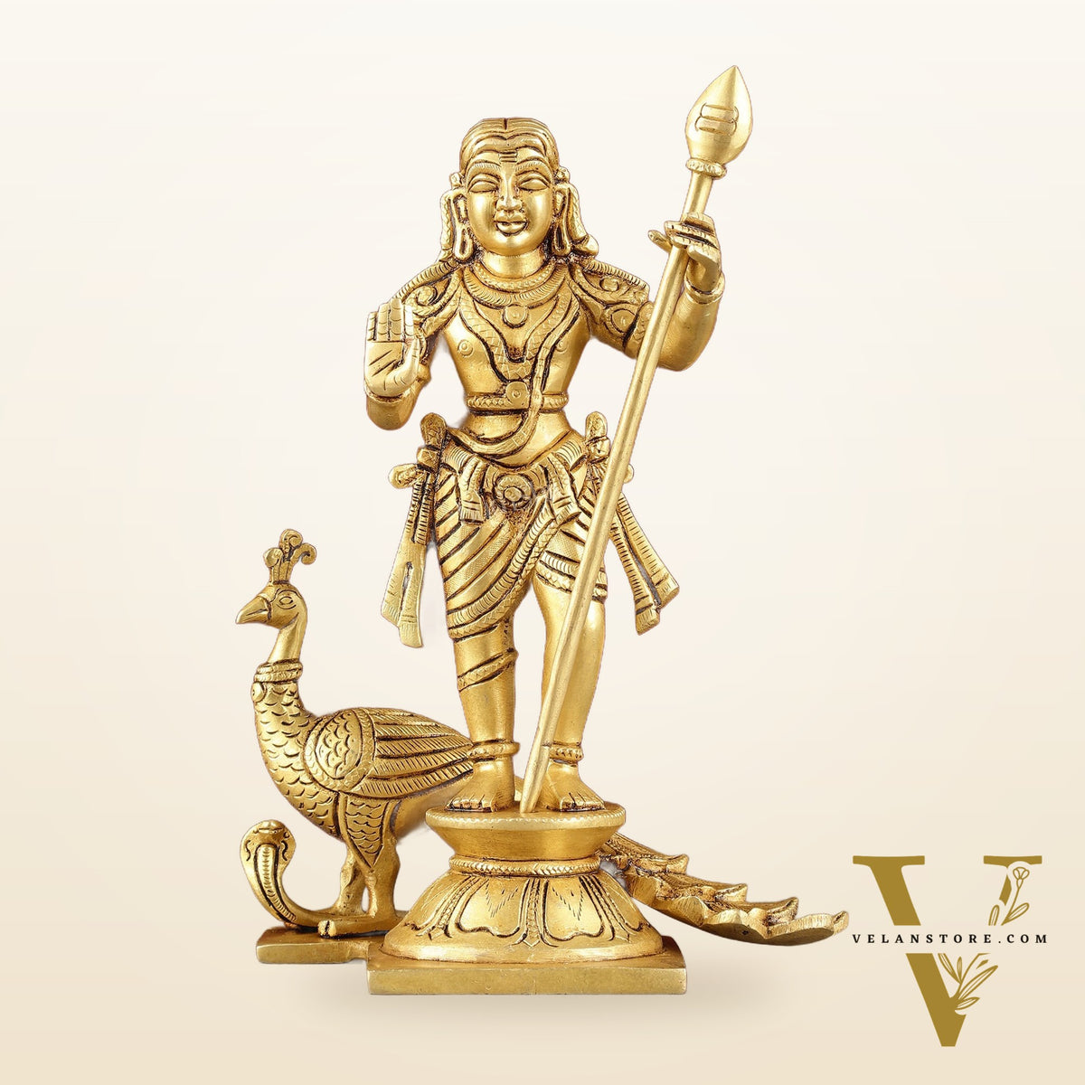 Pure Superfine Brass Raja Murugan Kumaraswamy Idol - 8.75"