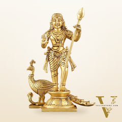 Pure Superfine Brass Raja Murugan Kumaraswamy Idol - 8.75"
