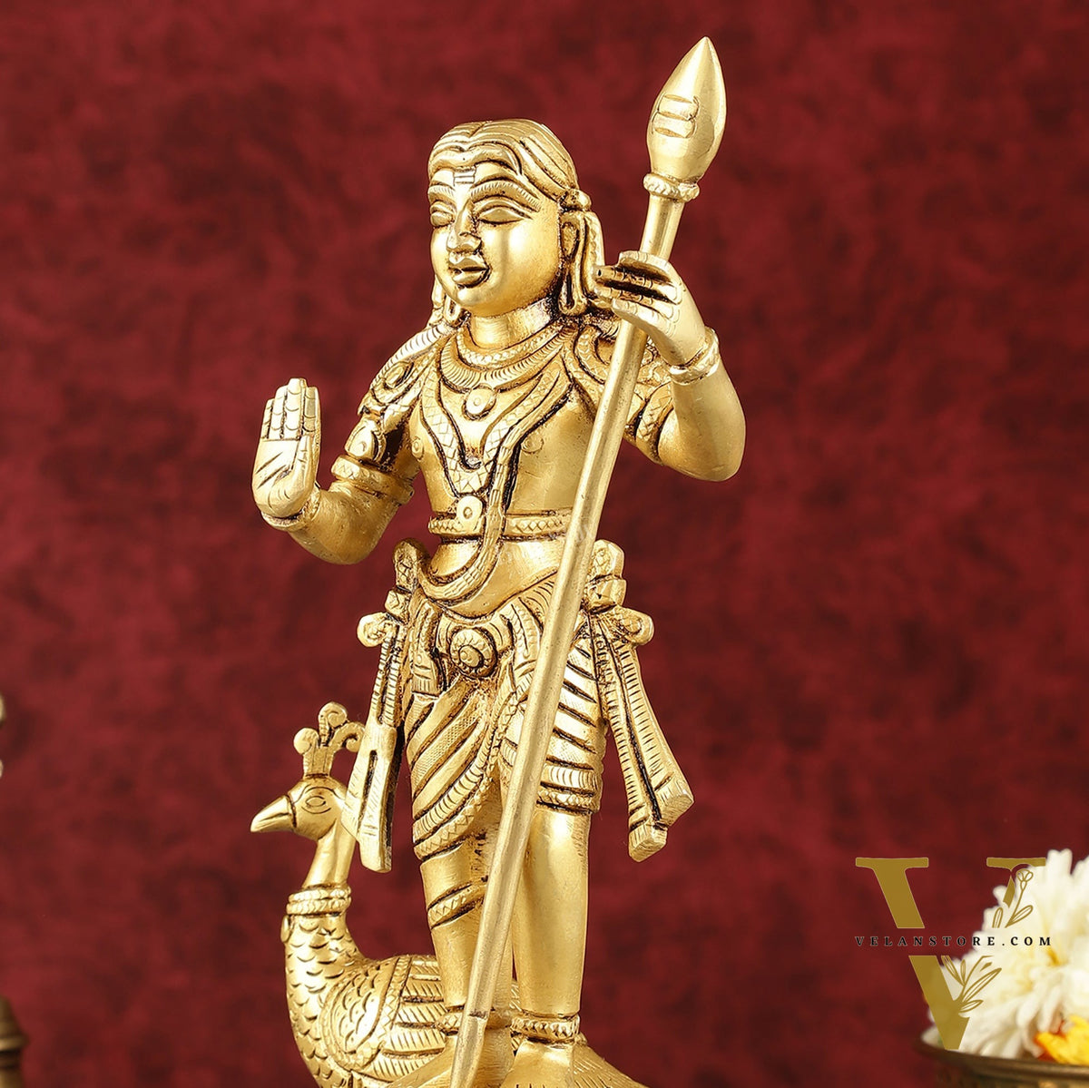 Pure Superfine Brass Raja Murugan Kumaraswamy Idol - 8.75"