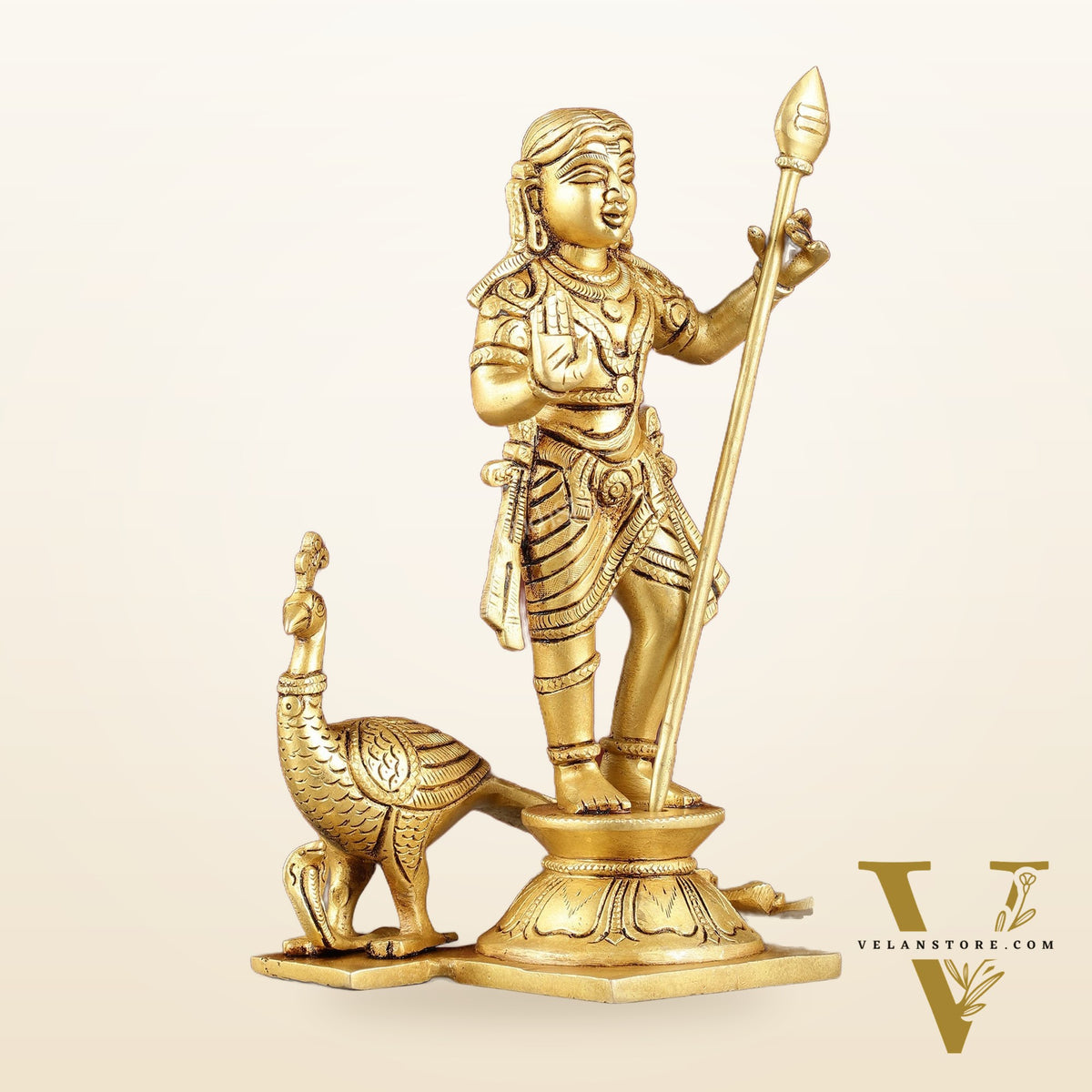 Pure Superfine Brass Raja Murugan Kumaraswamy Idol - 8.75"