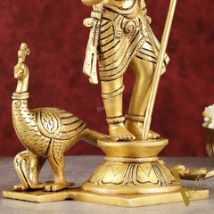 Pure Superfine Brass Raja Murugan Kumaraswamy Idol - 8.75"