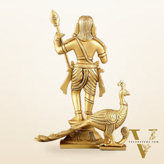 Pure Superfine Brass Raja Murugan Kumaraswamy Idol - 8.75"