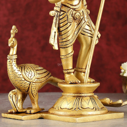 Pure Superfine Brass Raja Murugan Kumaraswamy Idol - 8.75"