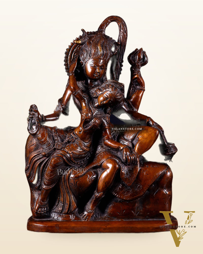Pure Superfine Brass Shiva and Parvati Ananda Murti - 11"