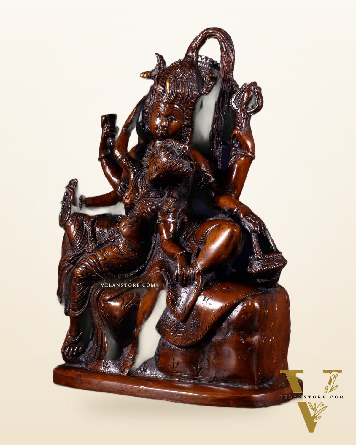 Pure Superfine Brass Shiva and Parvati Ananda Murti - 11"