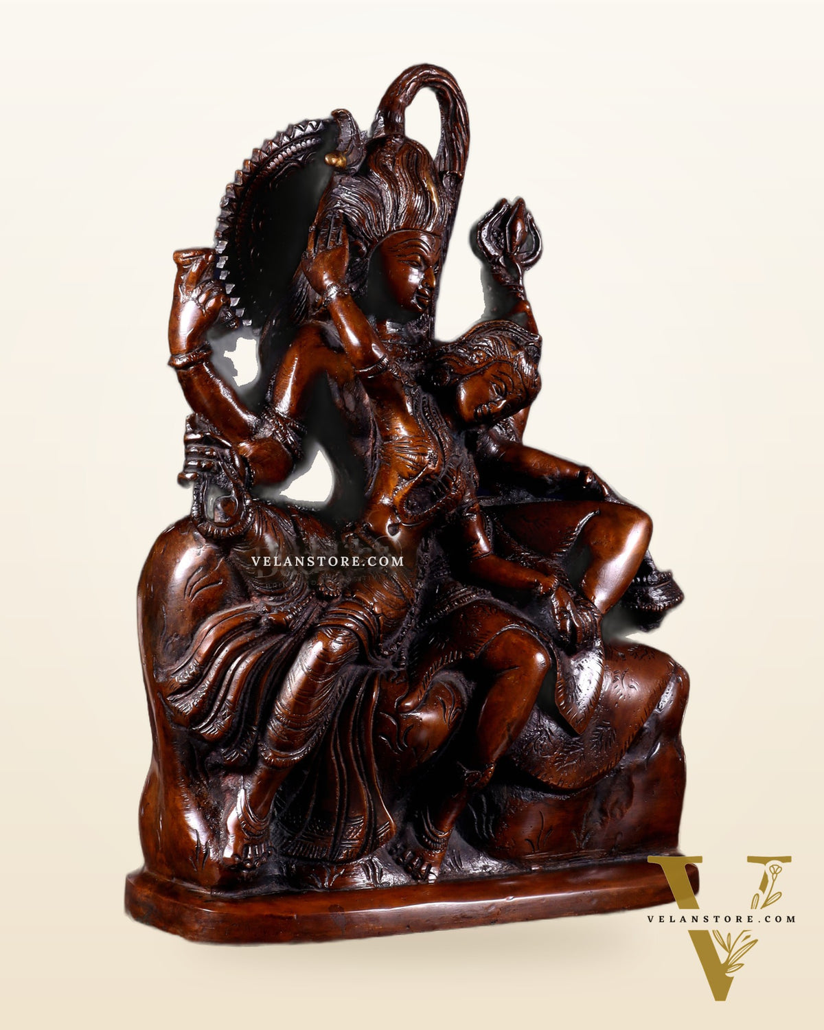 Pure Superfine Brass Shiva and Parvati Ananda Murti - 11"