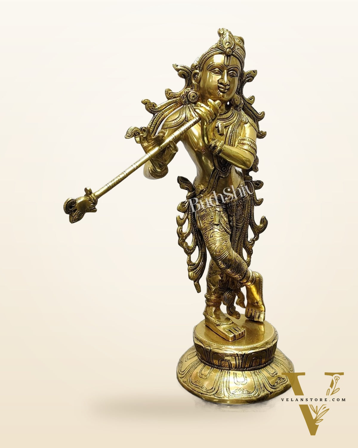 Pure Superfine Brass Very Unique South Indian Style Krishna Statue | Height 17 inches"