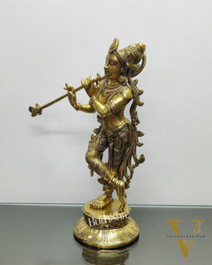 Pure Superfine Brass Very Unique South Indian Style Krishna Statue | Height 17 inches"