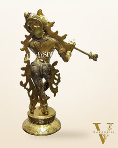 Pure Superfine Brass Very Unique South Indian Style Krishna Statue | Height 17 inches"