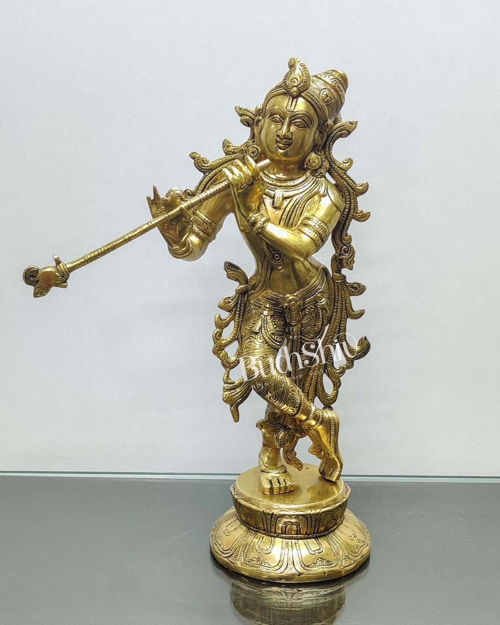 Pure Superfine Brass Very Unique South Indian Style Krishna Statue | Height 17 inches"