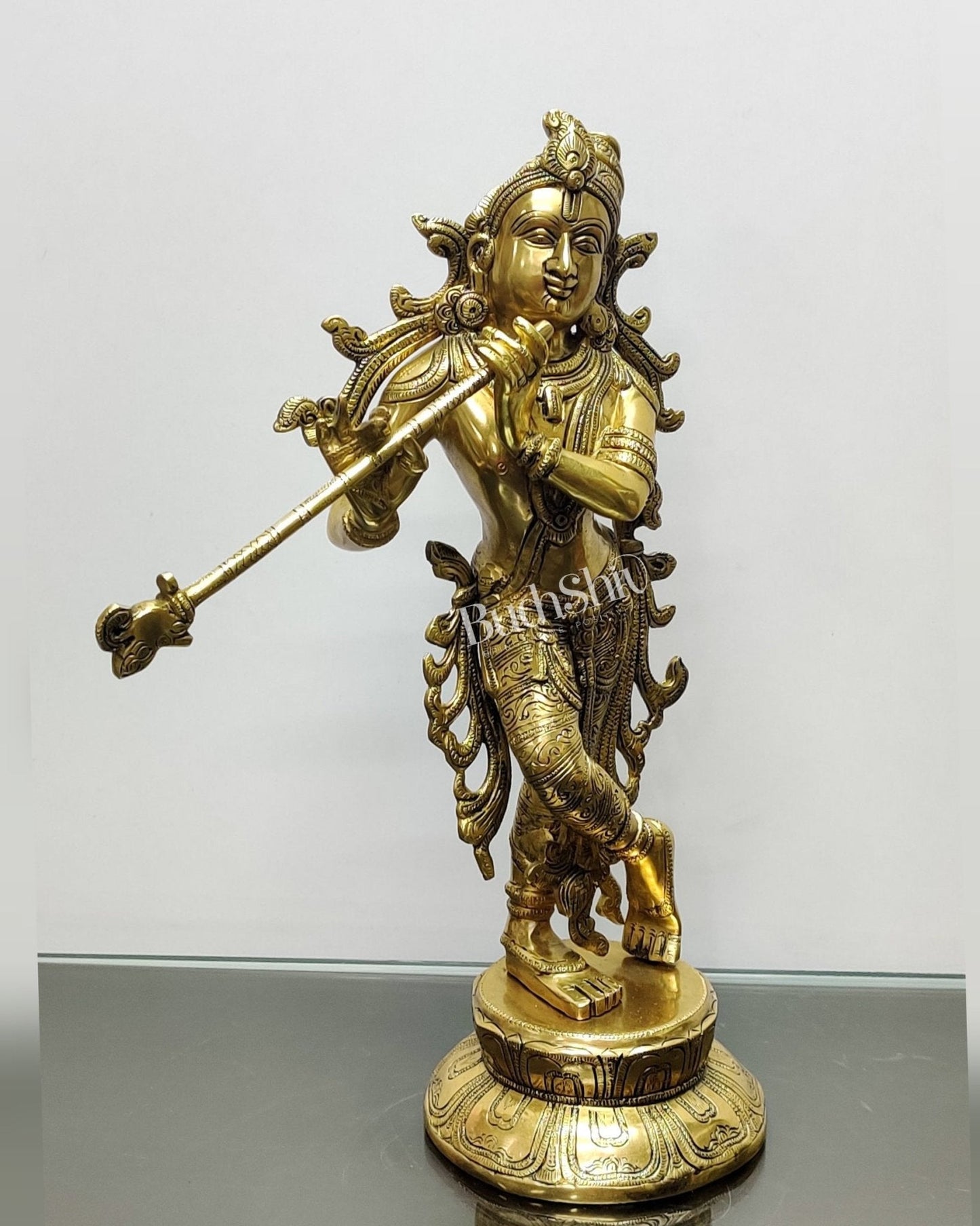 Pure Superfine Brass Very Unique South Indian Style Krishna Statue | Height 17 inches"