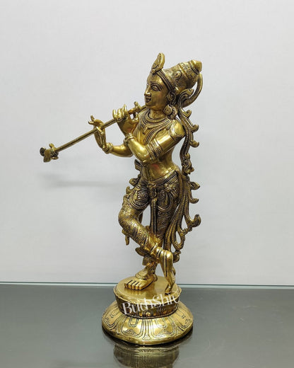 Pure Superfine Brass Very Unique South Indian Style Krishna Statue | Height 17 inches"