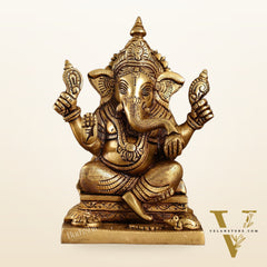 Pure Superfine Handcrafted Brass Ganesha Idol 8 inch