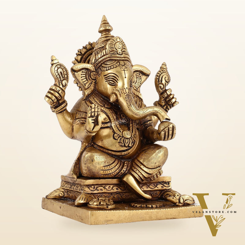 Pure Superfine Handcrafted Brass Ganesha Idol 8 inch