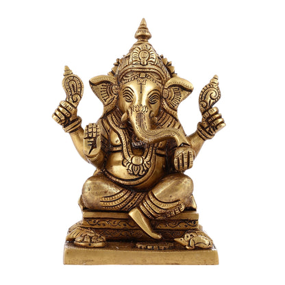 Pure Superfine Handcrafted Brass Ganesha Idol 8 inch
