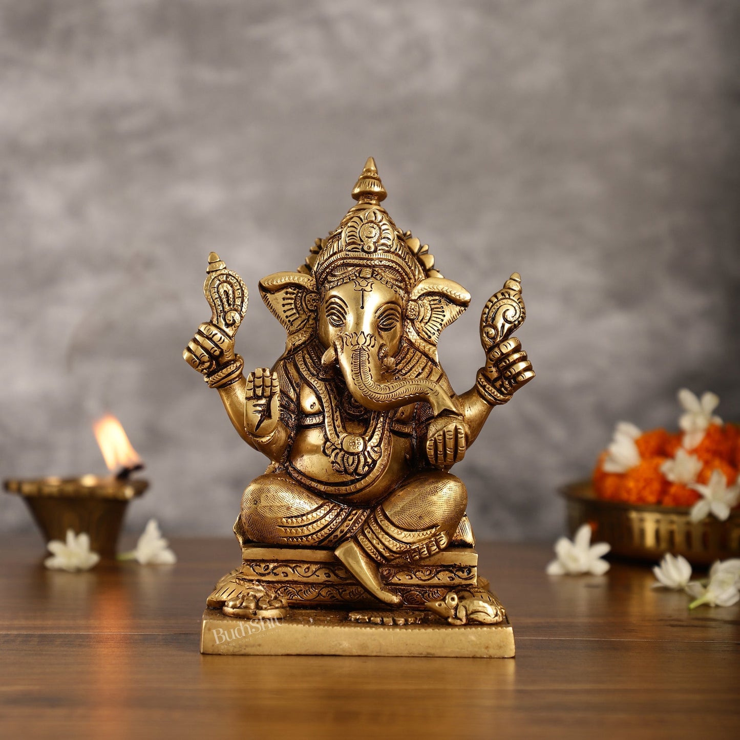 Pure Superfine Handcrafted Brass Ganesha Idol 8 inch