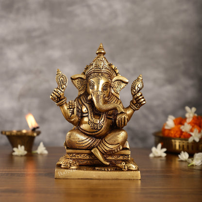 Pure Superfine Handcrafted Brass Ganesha Idol 8 inch
