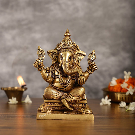 Pure Superfine Handcrafted Brass Ganesha Idol 8 inch