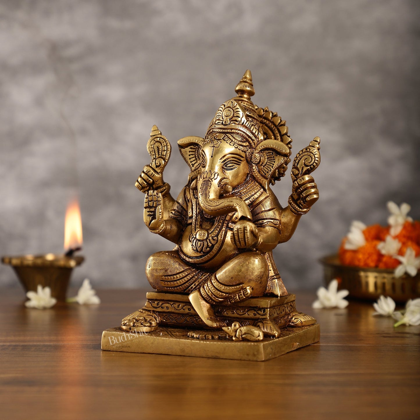 Pure Superfine Handcrafted Brass Ganesha Idol 8 inch