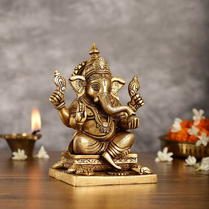 Pure Superfine Handcrafted Brass Ganesha Idol 8 inch