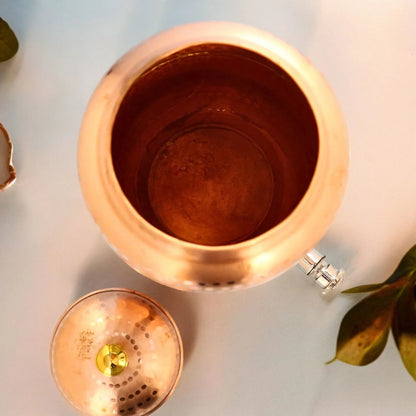 Handmade Pure Copper Stylish Dispenser With Stand and Glass