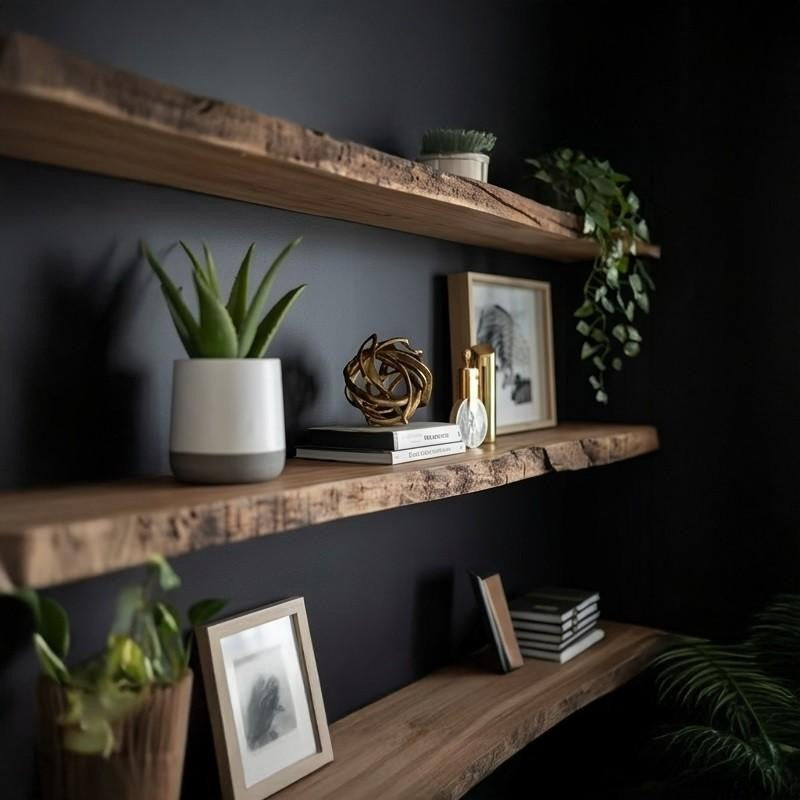 PureEdge Solid Wood Floating Shelf Set (4-Piece) - Floating Wall Shelves Design for Living Room, Bedroom, Offices