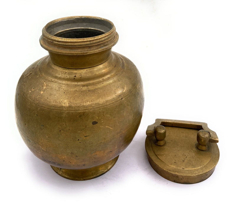 Bhunes Brass Antique Kamandal | Brass Stoup | Ganga Jali With 1 Litre Capacity,Gold, 8 Inch, 1 Piece