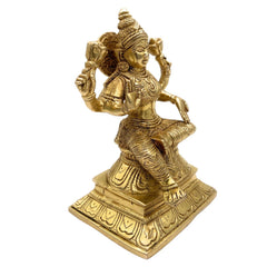 Handcrafted Brass Mahalakshmi Idol – Kamala Devi | Ashta Lakshmi | Shri Padma Lakshmi Sculpture for Home, Temple, and Pooja Decor, Gold, 6 Inch, 1 Piece