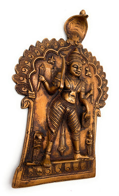 Brass Veerabhadreshwara Idol | Veerbhadra Swami Murti, Veerabhadra Mahadev Statue, South Indian Pooja Vigraha, Peetal Pratima for Home Temple & Decor, Gold, 11.5 Inch, 1 Piece