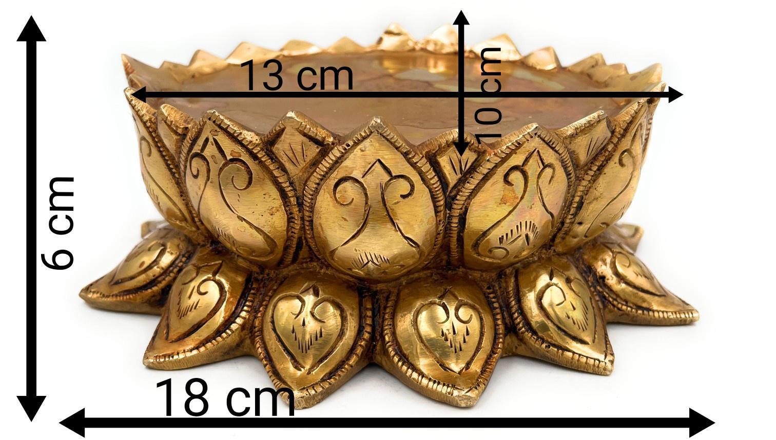 Bhunes Brass Lotus Shaped Pooja Kalash Chowki, Handmade Temple Bajot, Kamal Peetha, Singhasan Stand for Deity, Mandir, Home Decor, Gold, 2.5 Inch, 1 Piece
