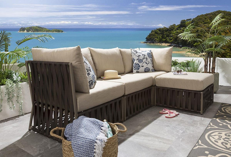 Ezequiel Outdoor Sofa Set 3 Seater and 1 Ottoman Set (Brown)