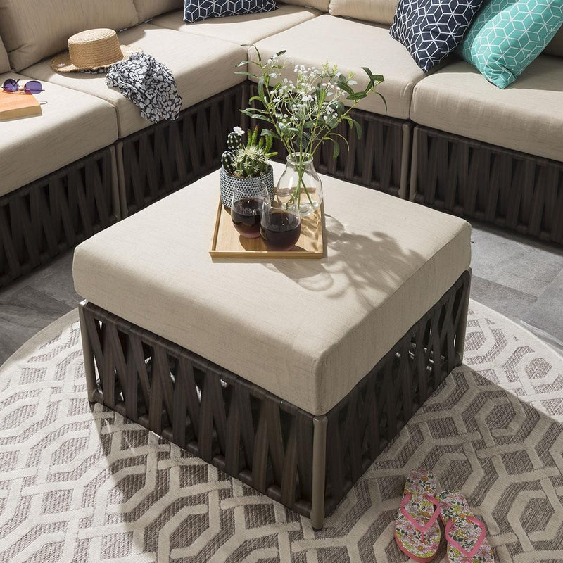 Borromeo Outdoor Sofa Set 6 Seater and 1 Ottoman Set (Brown)