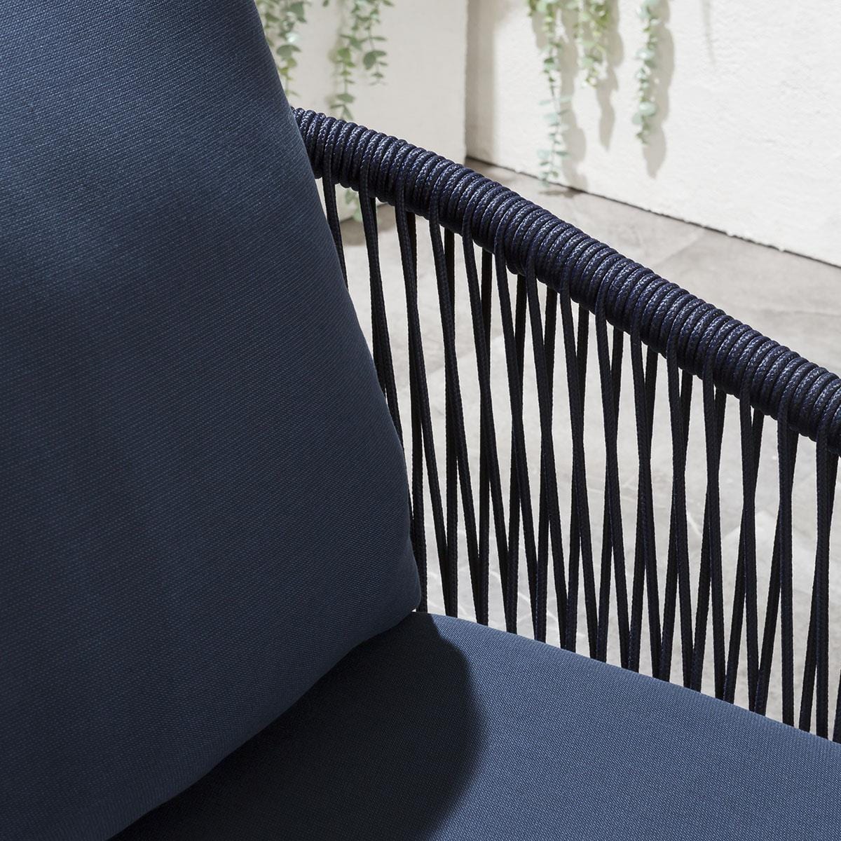 Hernando Outdoor Garden Patio Dining Set 4 Chairs and 1 Table Set (Blue+Black) Braided & Rope