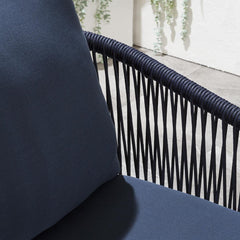 Hernando Outdoor Garden Patio Dining Set 4 Chairs and 1 Table Set (Blue+Black) Braided & Rope