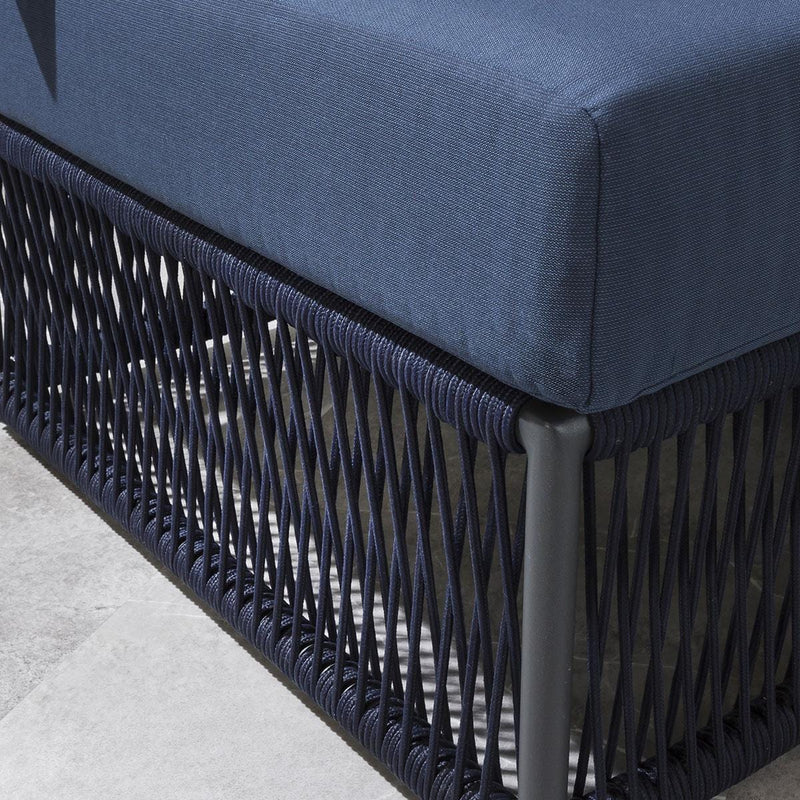 Mauricio Outdoor Sofa Set 7 Seater, 1 Ottoman and 1 Center Table Set (Blue) Braided & Rope