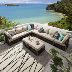 Pepito Outdoor Sofa Set 8 Seater, 2 Ottoman Set (Brown)
