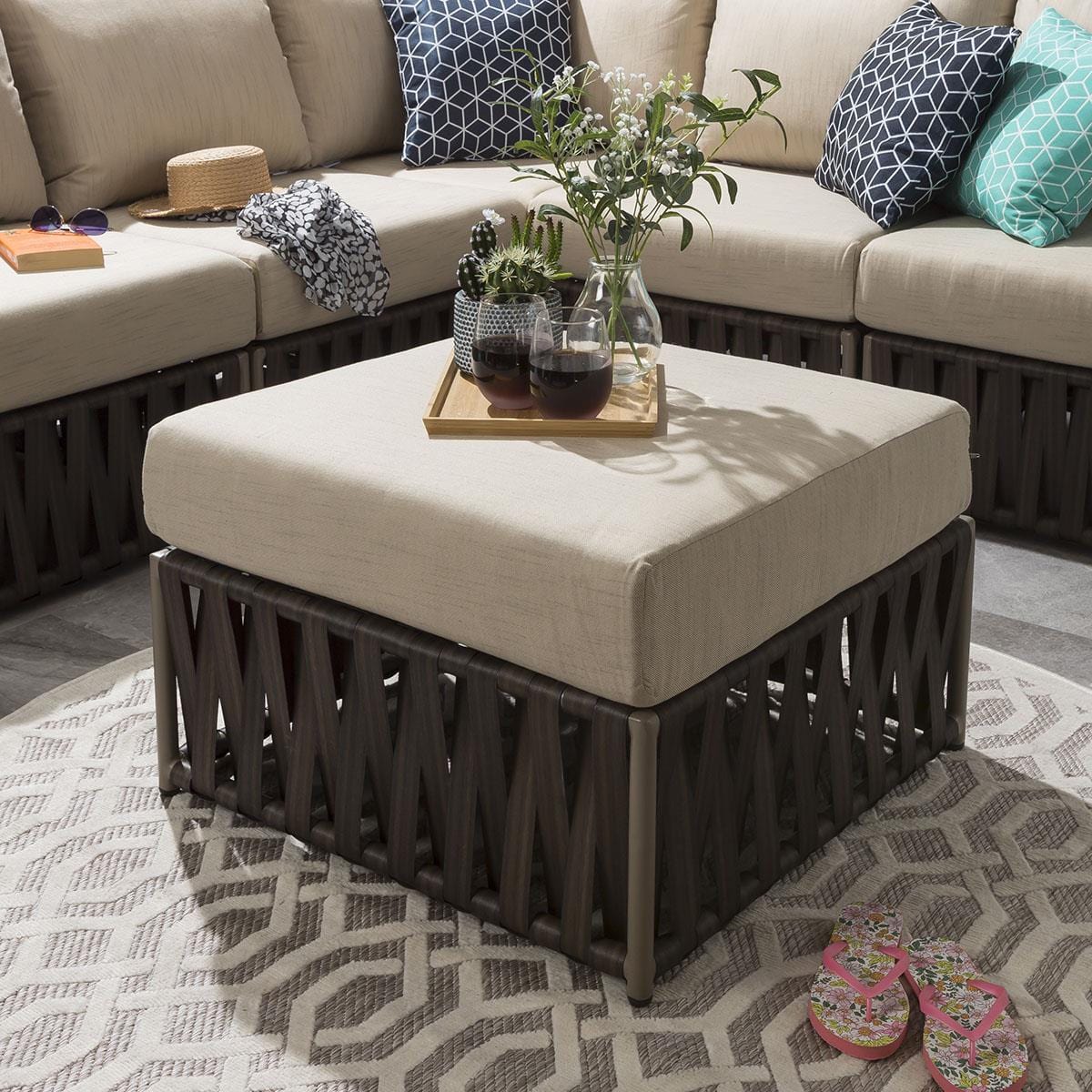 Antonio Outdoor Sofa Set 4 Seater and 1 Ottoman Set (Brown)