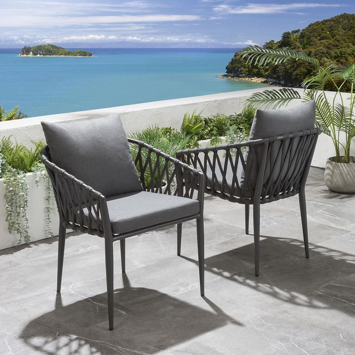 Pepita Outdoor Patio Seating Set 2 Chairs and 1 Table Set Braided & Rope
