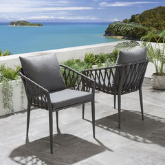 Pepita Outdoor Patio Seating Set 2 Chairs and 1 Table Set Braided & Rope