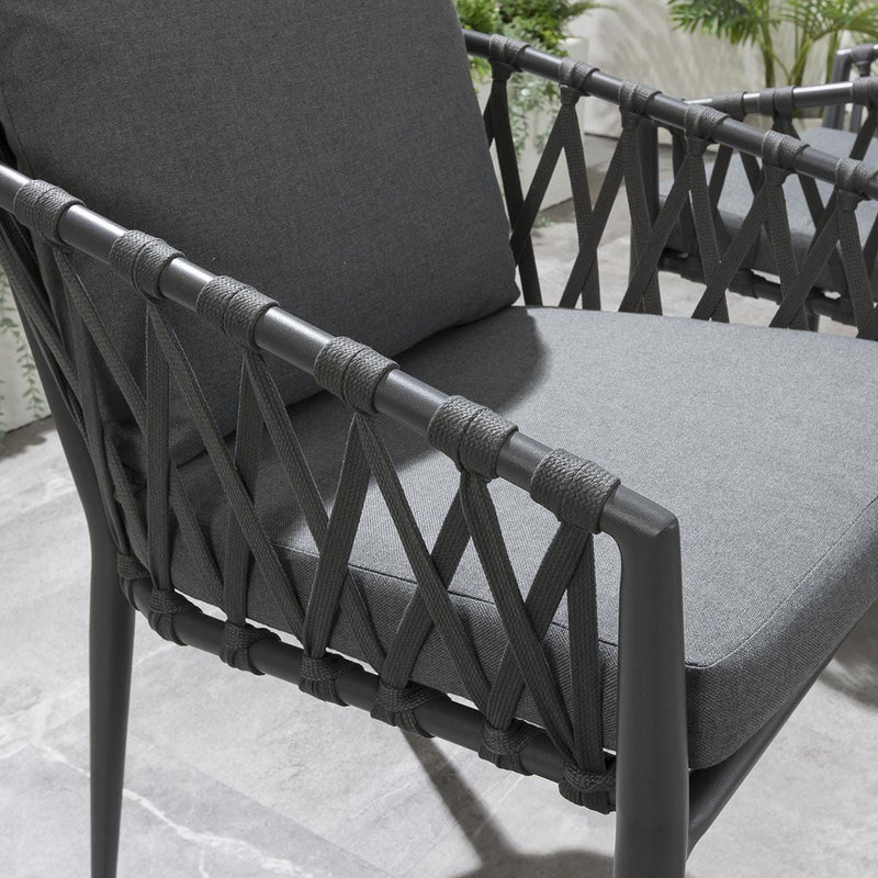 Pepita Outdoor Patio Seating Set 2 Chairs and 1 Table Set Braided & Rope