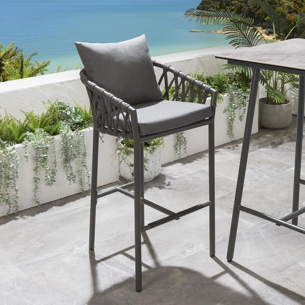 Hilario Outdoor Patio Bar Chair 1 Chair For Balcony Braided & Rope