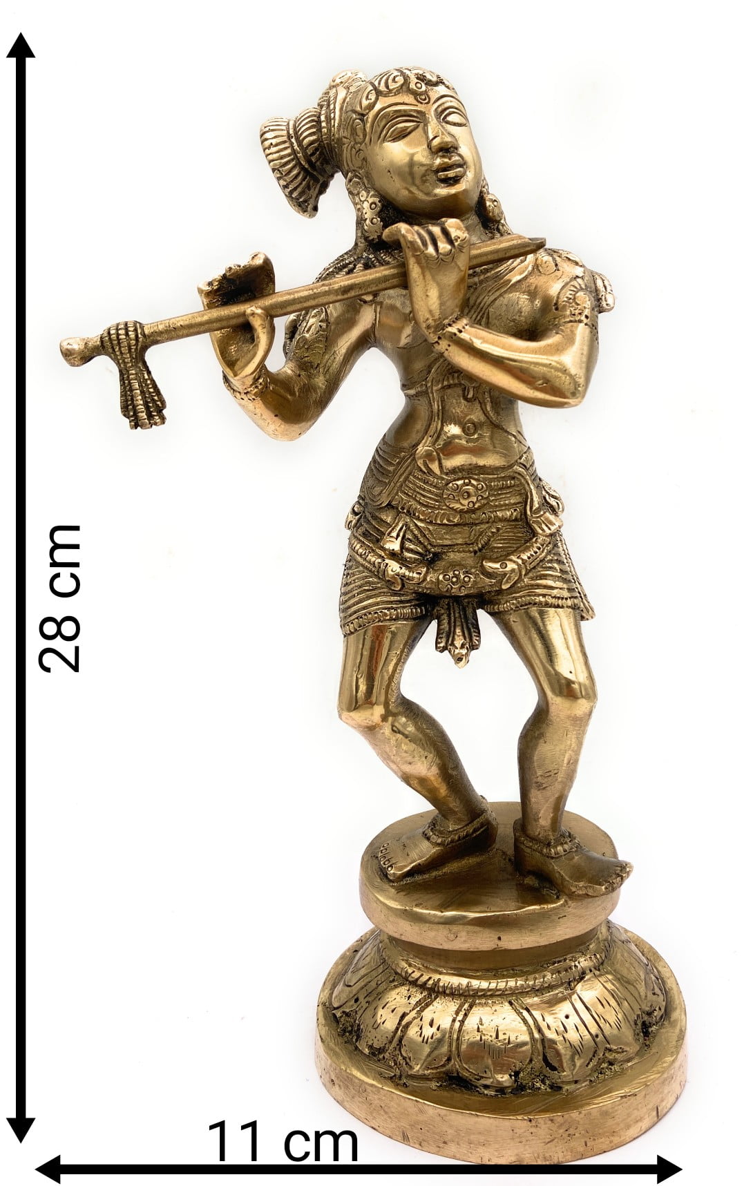 Brass Krishna Idol | Gopal Murti | Balakrishna Vigraham | Radha Krishna Statue | Kanhaiya Murti for Pooja, Temple & Home Decor,Gold, 11 Inch, 1 Piece